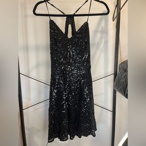 Lulus black sequin formal mini dress